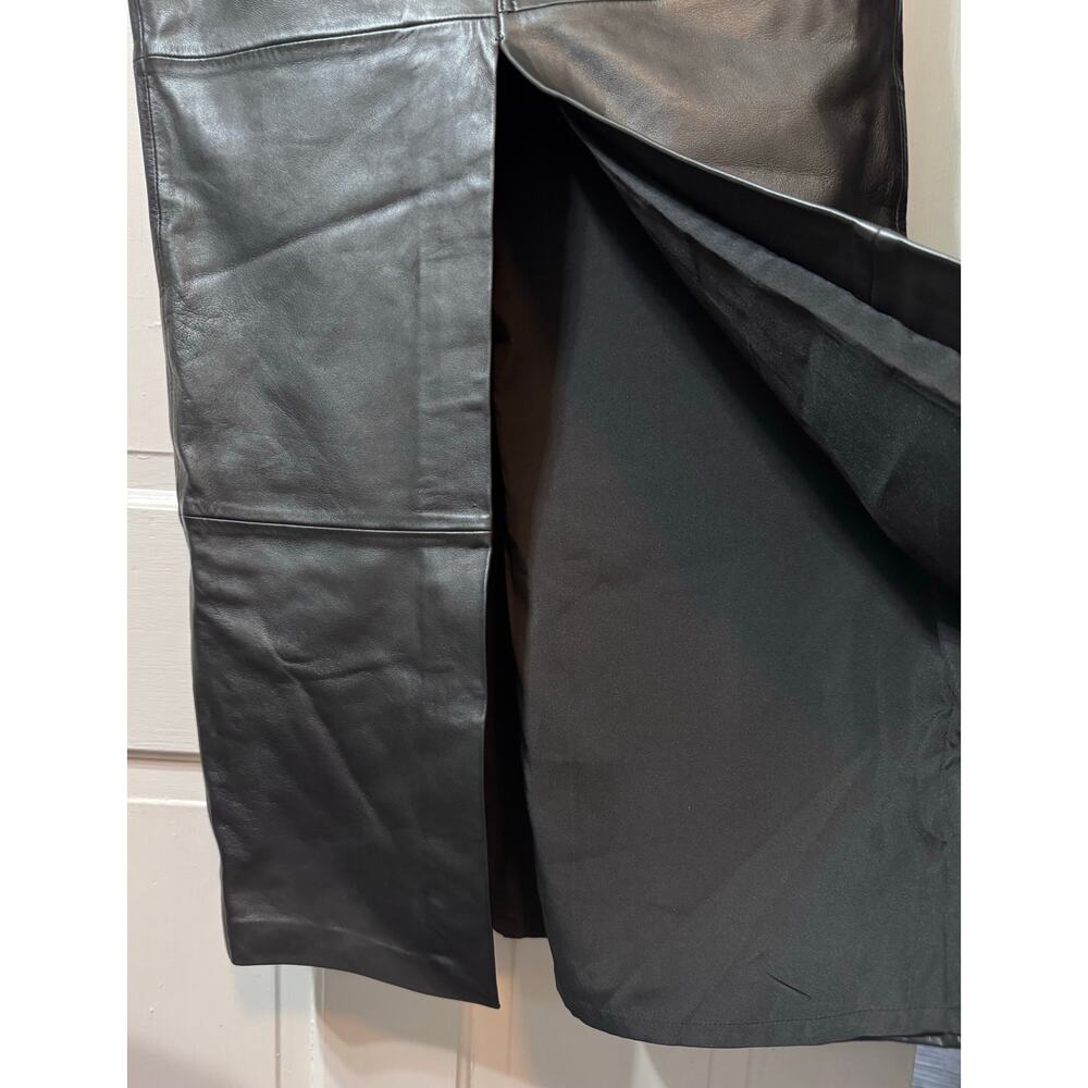 NEW Reformation Veda Black Lambskin Leather Front Slit Maxi Skirt Size 2 - Picture 8 of 16
